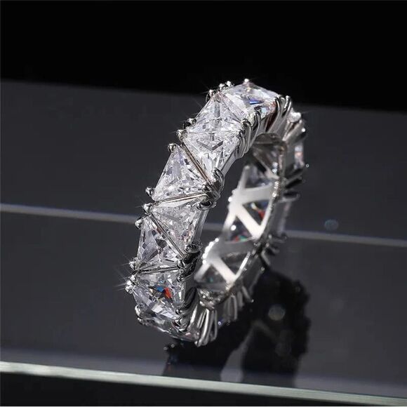 Silver Zirconium Eternity Ring-Bold and Brilliant - Picture 4 of 9